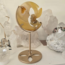 Load image into Gallery viewer, Druzy Agate Crescent Moon Fairy on Stand - small
