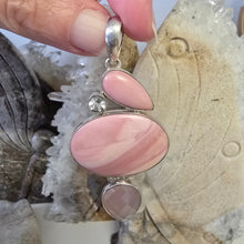 Load image into Gallery viewer, Rose Quartz, Clear Quartz, and Pink Opal Sterling Silver Pendant