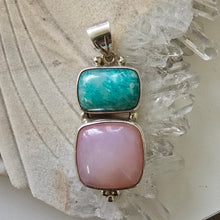 Load image into Gallery viewer, Amazonite and Pink Opal Sterling Silver Pendant