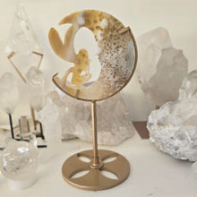 Load image into Gallery viewer, Druzy Agate Crescent Moon Fairy on Stand - small