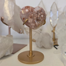 Load image into Gallery viewer, Pink Amethyst X Flower Agate Heart on Stand