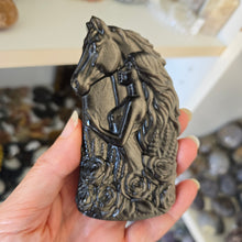Load image into Gallery viewer, Silver Sheen Obsidian Lady with Horse