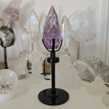 Load image into Gallery viewer, Amethyst Faceted Diamond with Spinning Stand - Rainbows