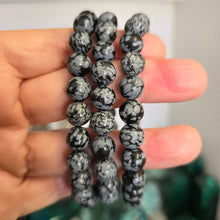 Load image into Gallery viewer, Snowflake Obsidian Bracelet