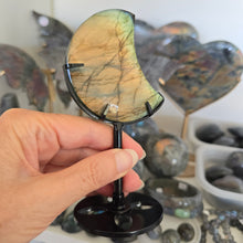 Load image into Gallery viewer, Labradorite Moon with stand