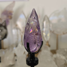 Load image into Gallery viewer, Amethyst Faceted Diamond with Spinning Stand - Rainbows