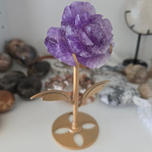 Load image into Gallery viewer, Amethyst Rose on Stand