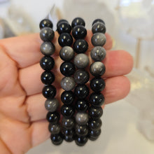Load image into Gallery viewer, Silver Sheen Obsidian Bracelet