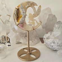 Load image into Gallery viewer, Druzy Agate Crescent Moon Fairy on Stand - small