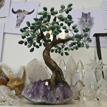 Load image into Gallery viewer, Green Quartz Bonsai Tree on Amethyst Cluster