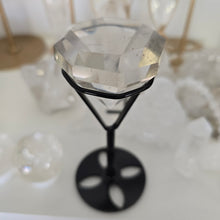 Load image into Gallery viewer, Faceted Clear Quartz Diamond with Stand - Rainbows