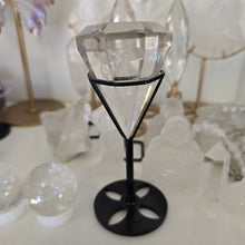 Load image into Gallery viewer, Faceted Clear Quartz Diamond with Stand - Rainbows