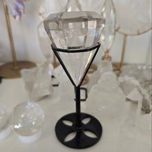 Load image into Gallery viewer, Faceted Clear Quartz Diamond with Stand - Rainbows
