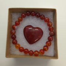 Load image into Gallery viewer, Carnelian Bracelet and Heart Boxset