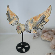 Load image into Gallery viewer, Yellow Crazy Lace Agate Heart with Wings