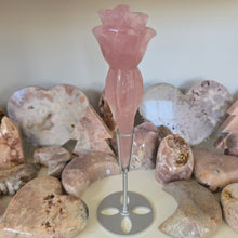 Load image into Gallery viewer, Rose Quartz Rose with Stand