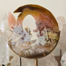 Load image into Gallery viewer, Druzy Agate Crescent Moon Fairy on Stand - small