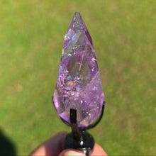 Load image into Gallery viewer, Amethyst Faceted Diamond with Spinning Stand - Rainbows