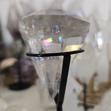 Load image into Gallery viewer, Faceted Clear Quartz Diamond with Stand - Rainbows