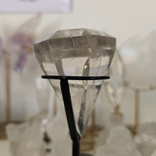Load image into Gallery viewer, Faceted Clear Quartz Diamond with Stand - Rainbows