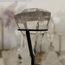 Load image into Gallery viewer, Faceted Clear Quartz Diamond with Stand - Rainbows