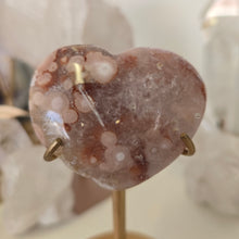 Load image into Gallery viewer, Pink Amethyst X Flower Agate Heart on Stand