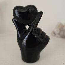 Load image into Gallery viewer, Black Obsidian Hand Heart