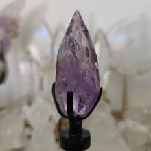 Load image into Gallery viewer, Amethyst Faceted Diamond with Spinning Stand - Rainbows