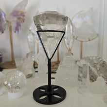 Load image into Gallery viewer, Faceted Clear Quartz Diamond with Stand - Rainbows