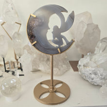 Load image into Gallery viewer, Druzy Agate Crescent Moon Fairy on Stand - small