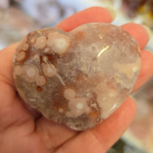 Load image into Gallery viewer, Pink Amethyst X Flower Agate Heart on Stand