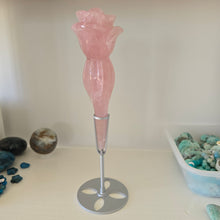 Load image into Gallery viewer, Rose Quartz Rose with Stand