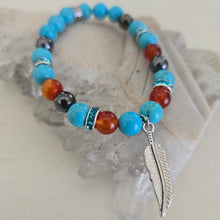 Load image into Gallery viewer, Turquoise wirh Carnelian and Hematite Bracelet