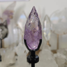 Load image into Gallery viewer, Amethyst Faceted Diamond with Spinning Stand - Rainbows