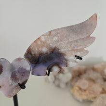 Load image into Gallery viewer, Black Flower Agate Heart Wings
