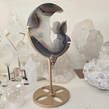 Load image into Gallery viewer, Druzy Agate Crescent Moon Fairy on Stand - medium