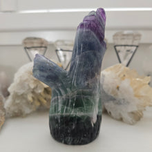 Load image into Gallery viewer, Fluorite Owl in Tree Stump