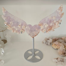 Load image into Gallery viewer, Amethyst X Flower Agate Heart Wings
