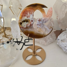 Load image into Gallery viewer, Druzy Agate Crescent Moon Fairy on Stand - small