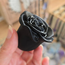 Load image into Gallery viewer, Black Obsidian Rose - Spinning Stand