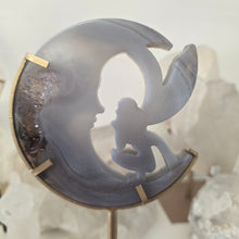 Load image into Gallery viewer, Druzy Agate Crescent Moon Fairy on Stand - small