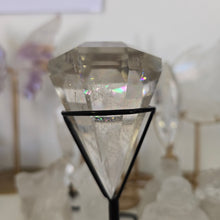 Load image into Gallery viewer, Faceted Clear Quartz Diamond with Stand - Rainbows