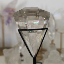 Load image into Gallery viewer, Faceted Clear Quartz Diamond with Stand - Rainbows