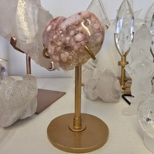 Load image into Gallery viewer, Pink Amethyst X Flower Agate Heart on Stand