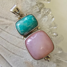 Load image into Gallery viewer, Amazonite and Pink Opal Sterling Silver Pendant