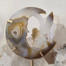 Load image into Gallery viewer, Druzy Agate Crescent Moon Fairy on Stand - small