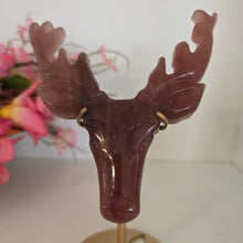 Load image into Gallery viewer, Strawberry Quartz Deer Head with Stand