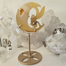 Load image into Gallery viewer, Druzy Agate Crescent Moon Fairy on Stand - small