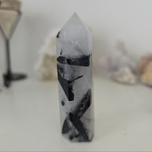 Load image into Gallery viewer, Black Tourmaline in Quartz Tower