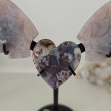 Load image into Gallery viewer, Black Flower Agate Heart Wings